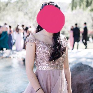 Champagne Crystal Sherri Hill Ball Gown Prom